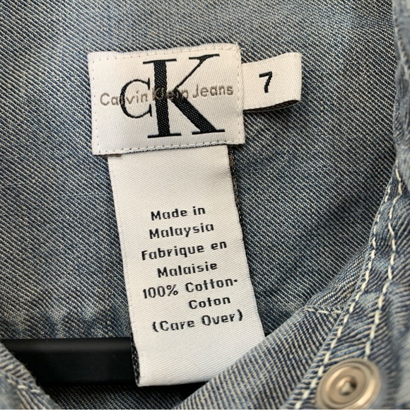 Calvin Klein Jeans Shirtdress Womens 6 Blue Snap Buttons Y2K Vintage Denim - Picture 7 of 8